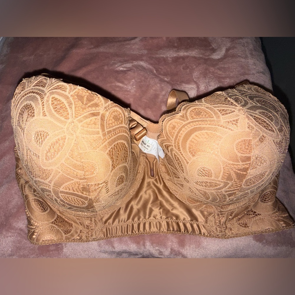 aerie Lace Bandeau Strapless Bra in Nude Tan
